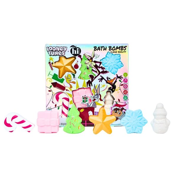 Bath Bombs - Set/6 Looney Tunes Holiday Christmas Vegan Cruelty Free Woman Owned - Picture 1 of 2